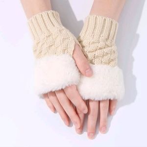 Fingerless Fur Knit Gloves